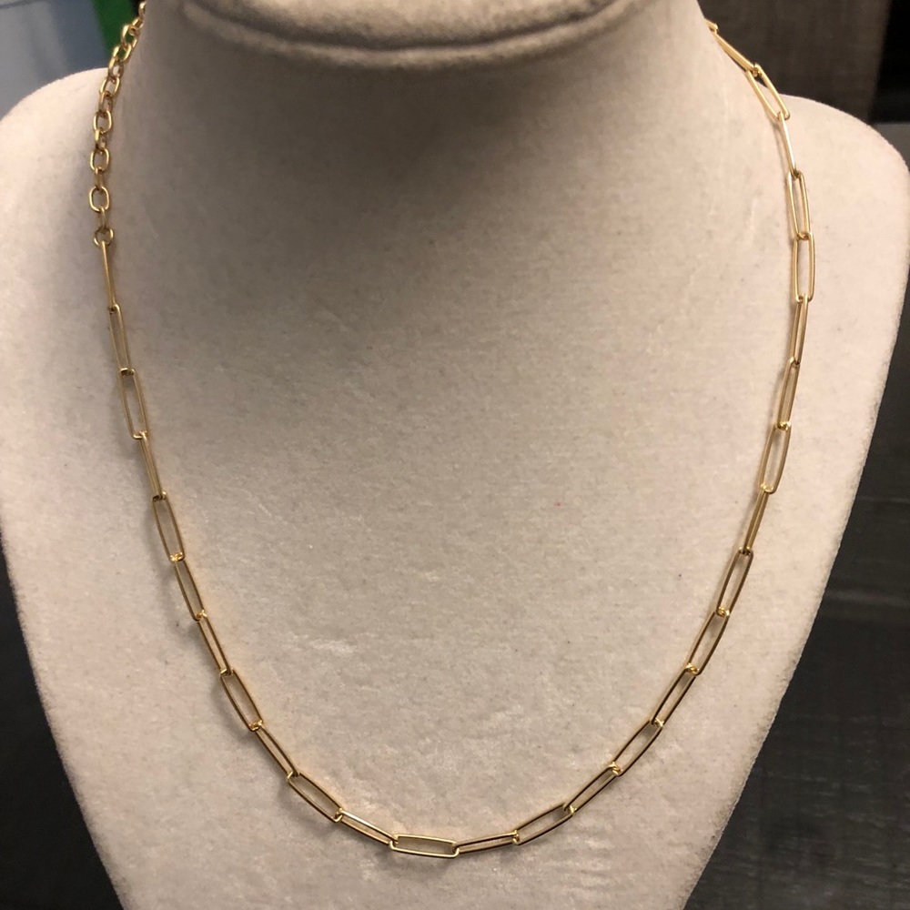 Gold paperclip chain necklace